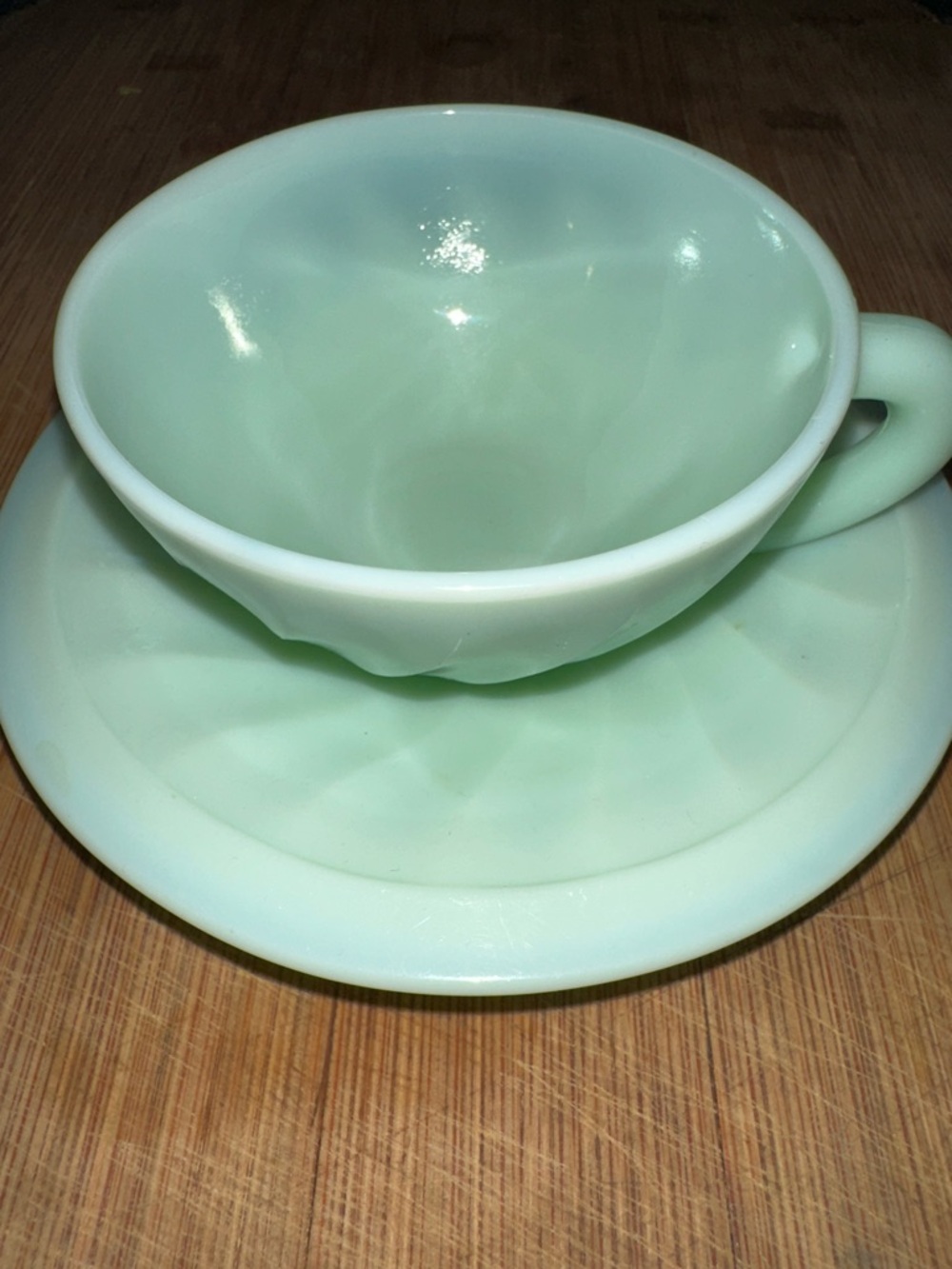 Arcopal 1950s Green Opaline Tea Coffee Cup made in France